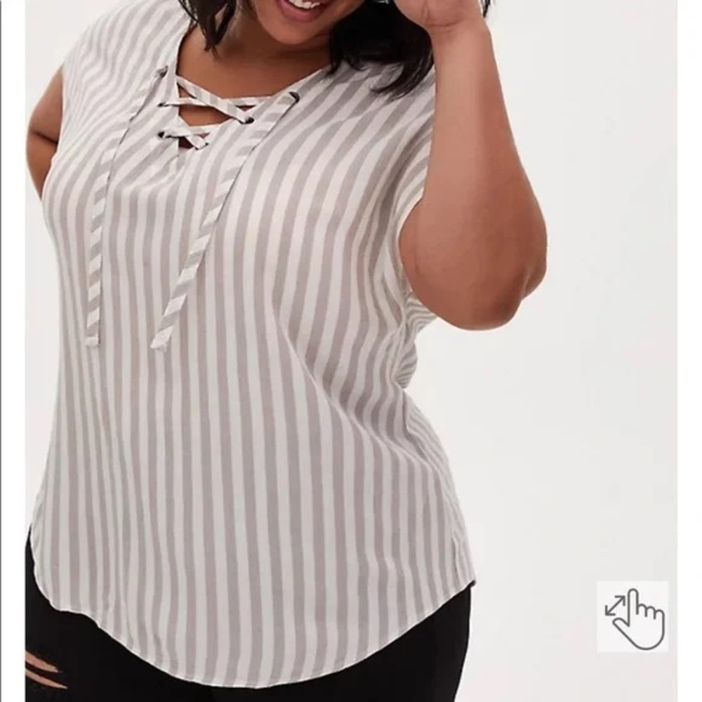 Torrid Gray Striped Blouse